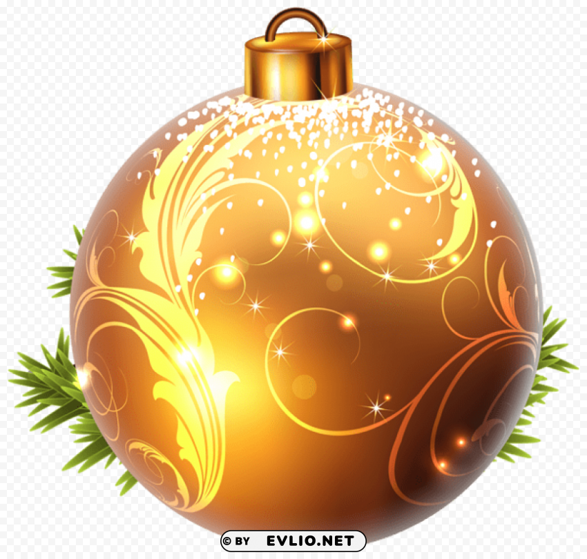 yellow christmas ball Isolated Character in Clear Background PNG