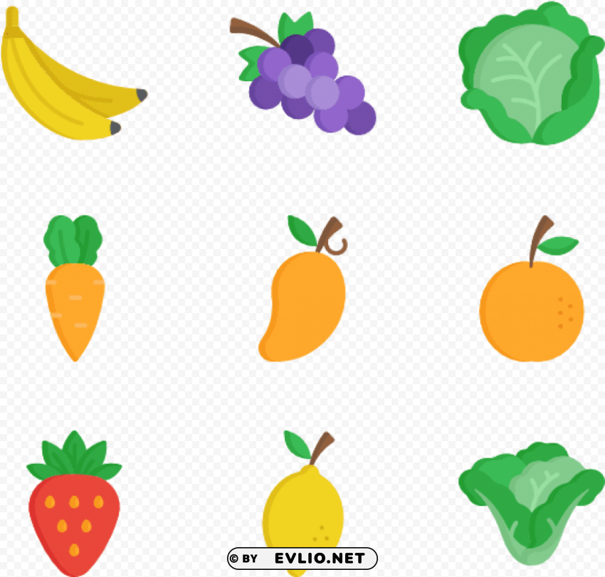 fruits and vegetable icon PNG with transparent background for free