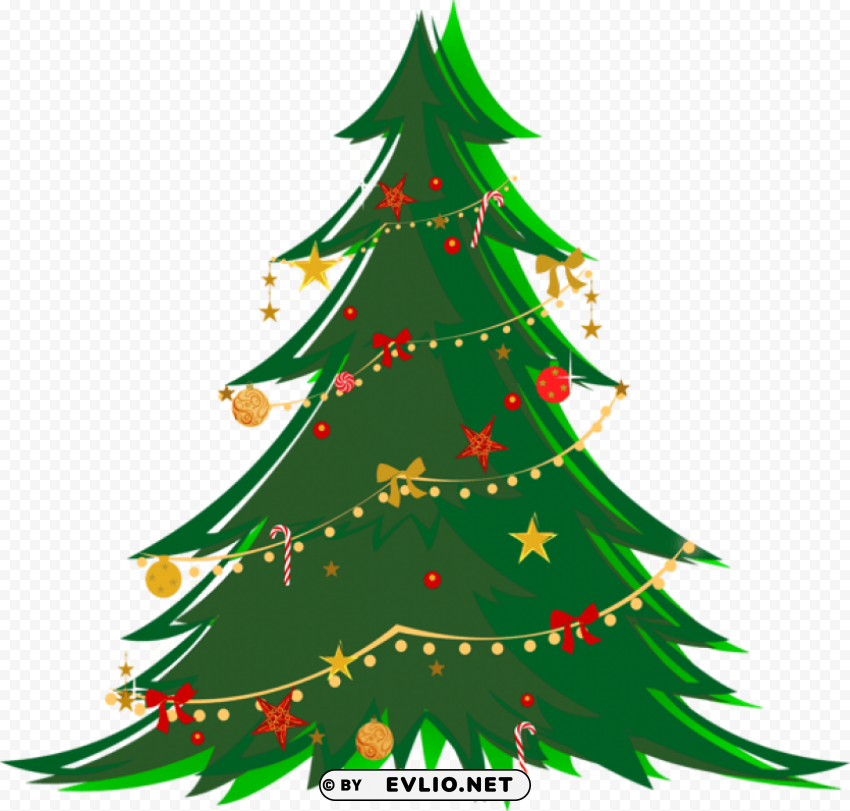 large transparent green christmas tree with ornaments PNG images with no limitations
