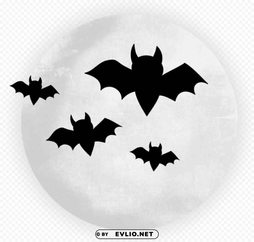 large moon with bats halloween PNG images with transparent canvas