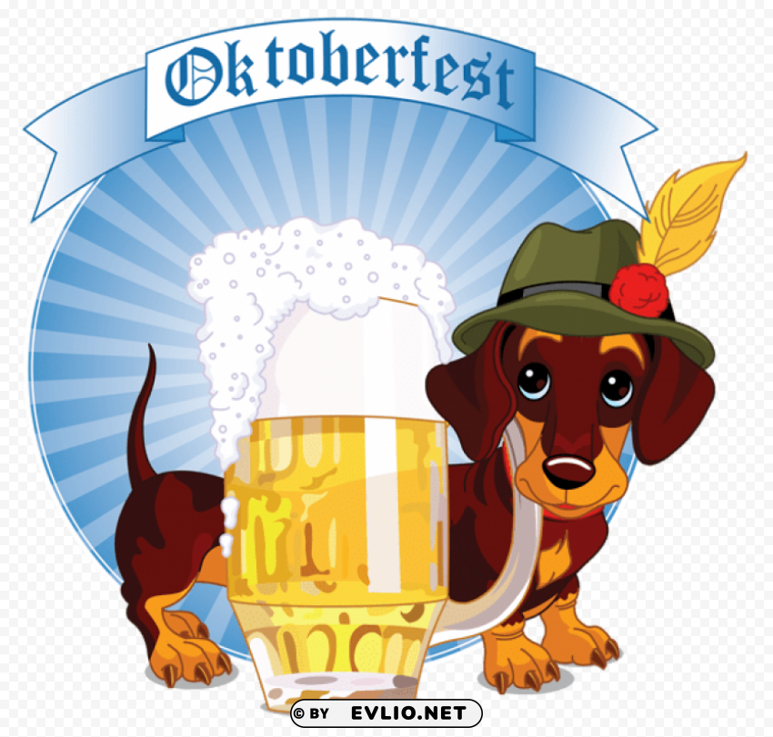 oktoberfest decor with beer and dog Transparent Background PNG Isolated Element