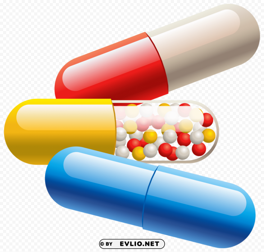 pill capsules Isolated Character in Transparent PNG