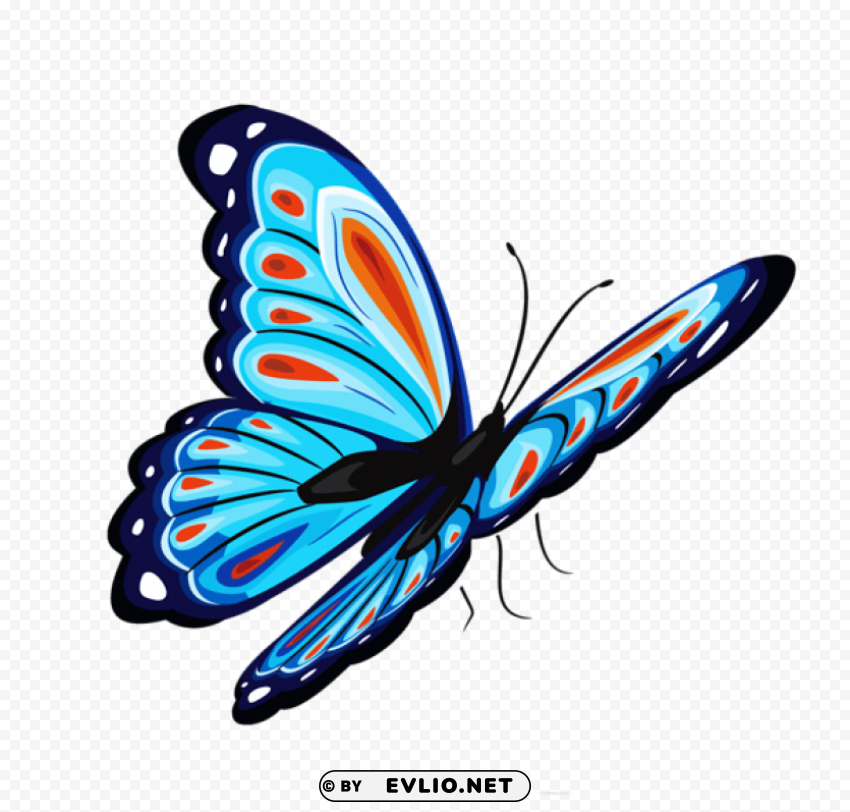 blue and red butterflypicture Isolated Character on Transparent Background PNG