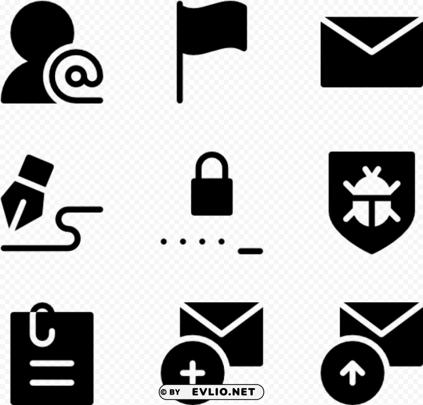 email 50 icons Isolated Object on HighQuality Transparent PNG