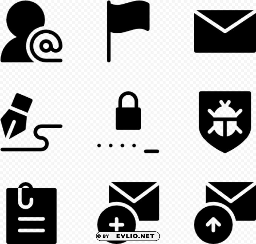 Email 50 Icons Isolated Object On HighQuality Transparent PNG