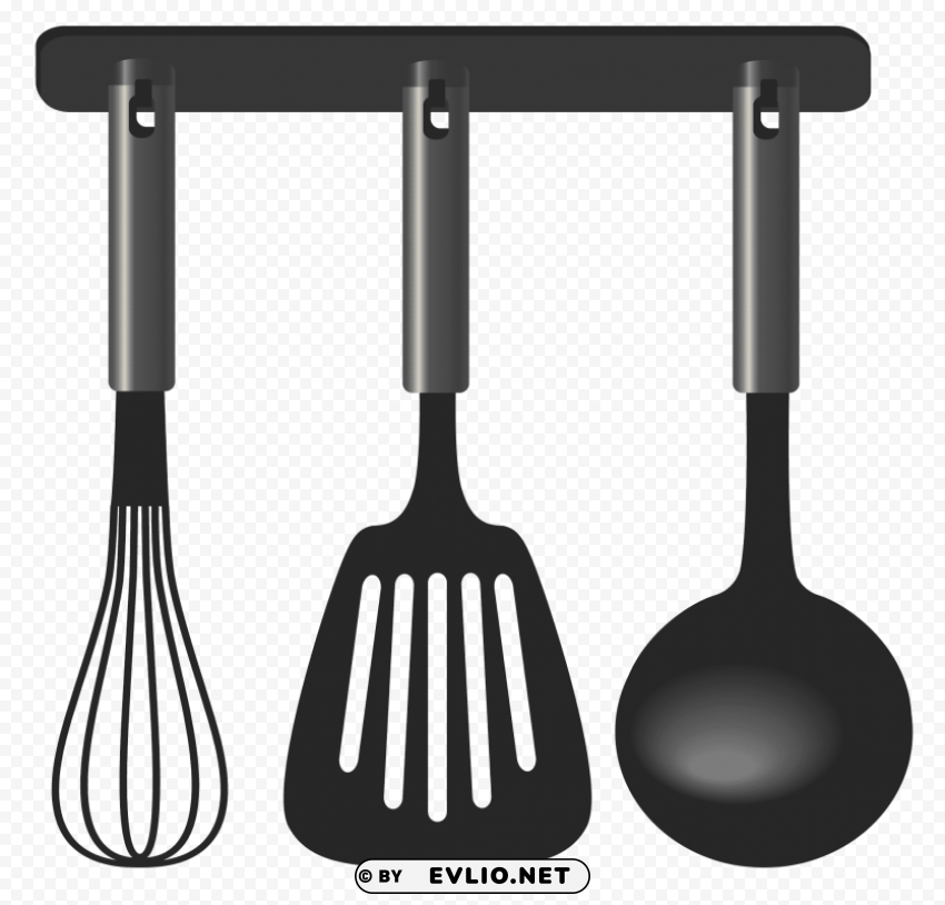 Black Kitchen Tool Set PNG Images With Transparent Layering