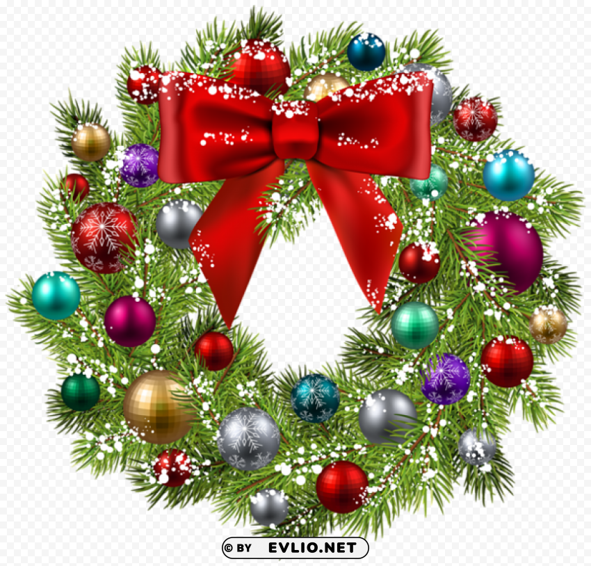 christmas wreath with ornaments Transparent Background Isolated PNG Character