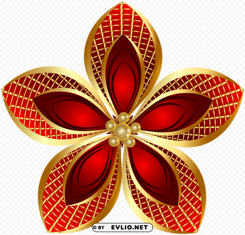 decorative gold flower PNG transparent graphics for projects