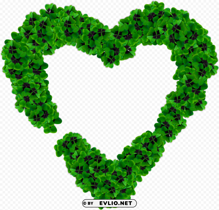 heart made of dark green shamrocks Clear Background PNG Isolated Graphic Design