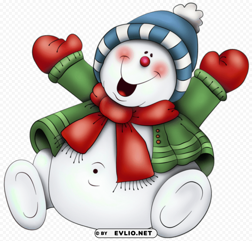snowman with scarf Clear Background Isolated PNG Illustration