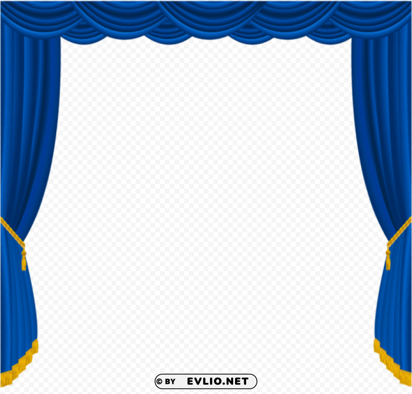 transparent blue curtains decor Isolated Icon with Clear Background PNG