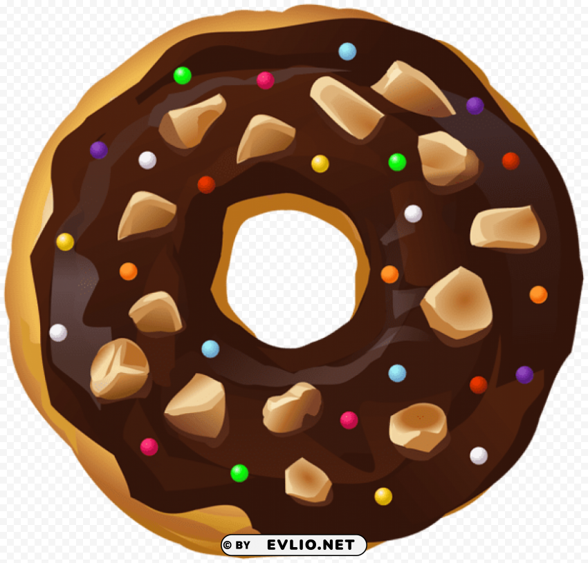 chocolate donut transparent Clear Background Isolated PNG Graphic