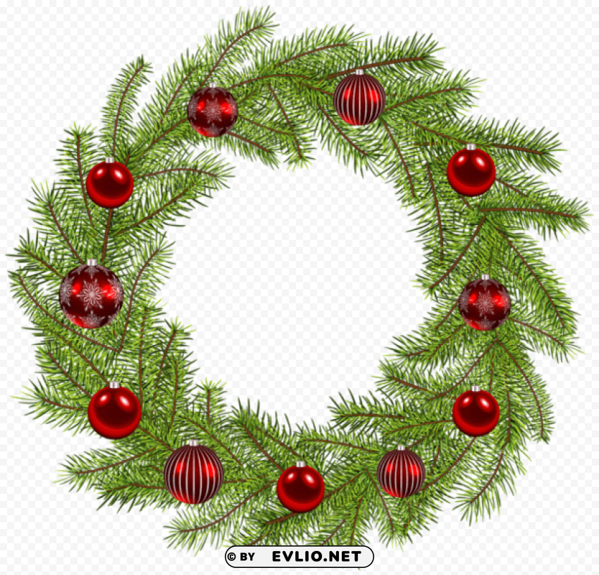 deco christmas wreath PNG with Isolated Transparency