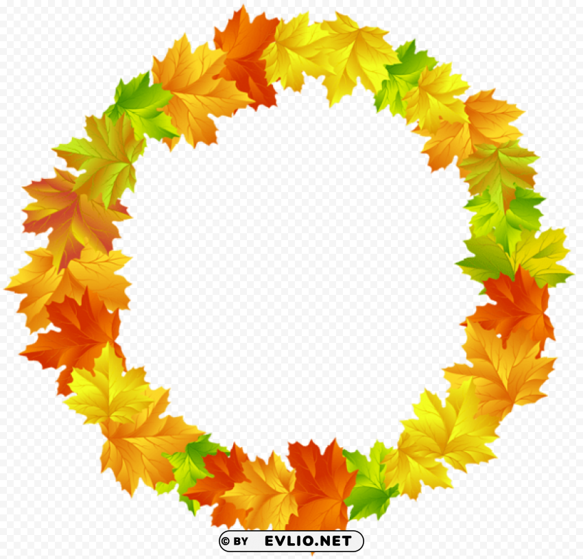 fall leaves round border frame PNG transparent photos assortment