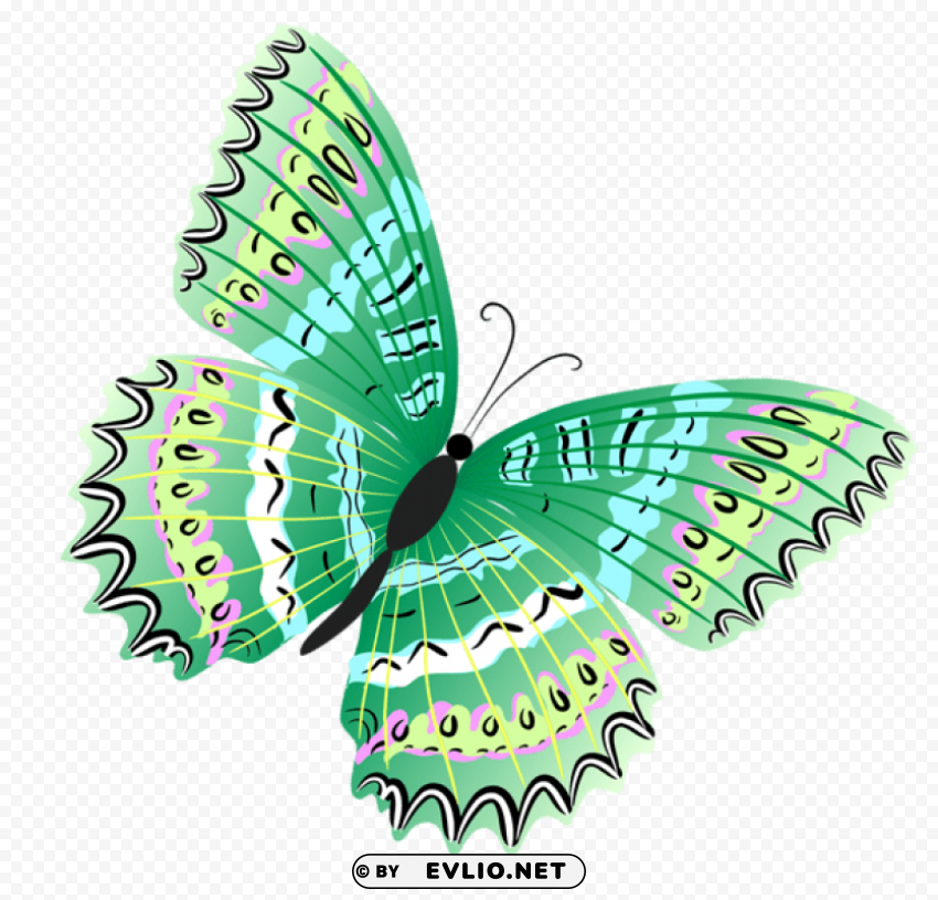 Green Butterfly Isolated Design Element In HighQuality PNG