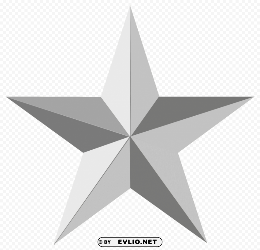 silver star Isolated Artwork on Clear Background PNG