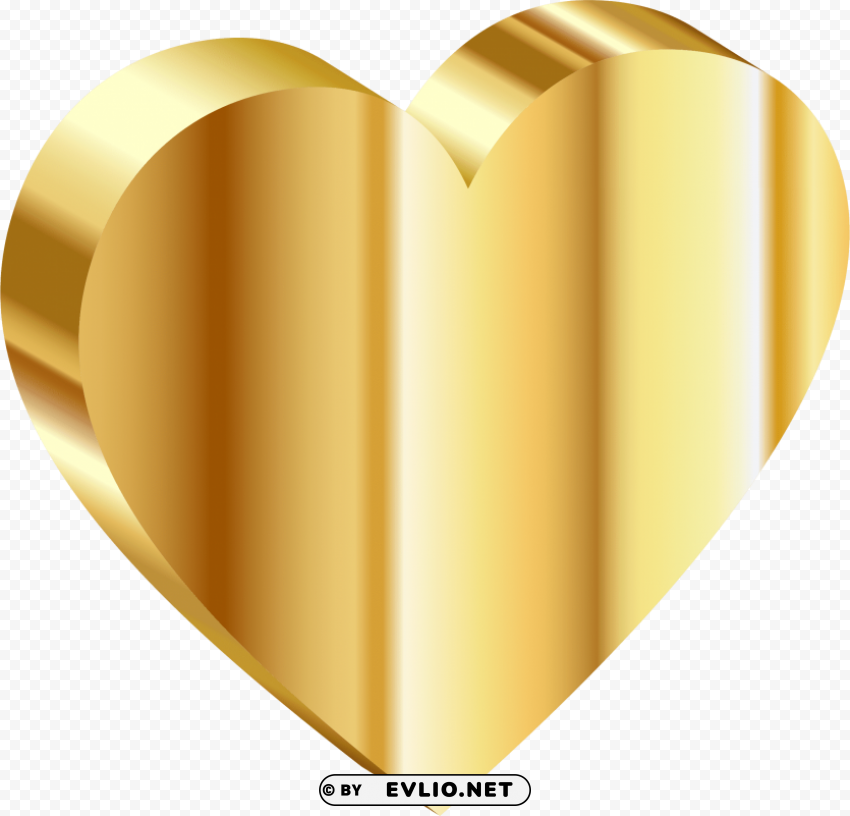 gold heart ClearCut Background Isolated PNG Design