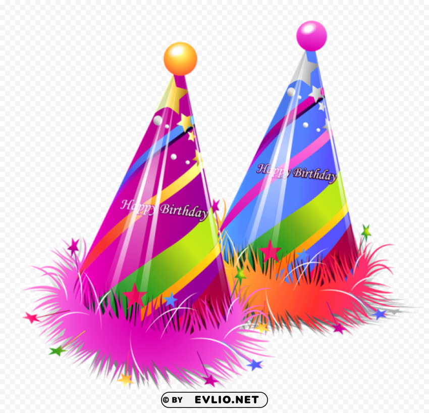 happy birthday party hats Transparent Background Isolated PNG Design