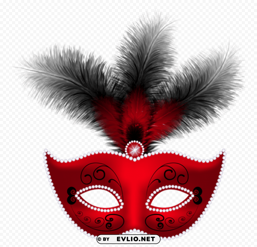 red feather carnival mask PNG transparent graphics for projects