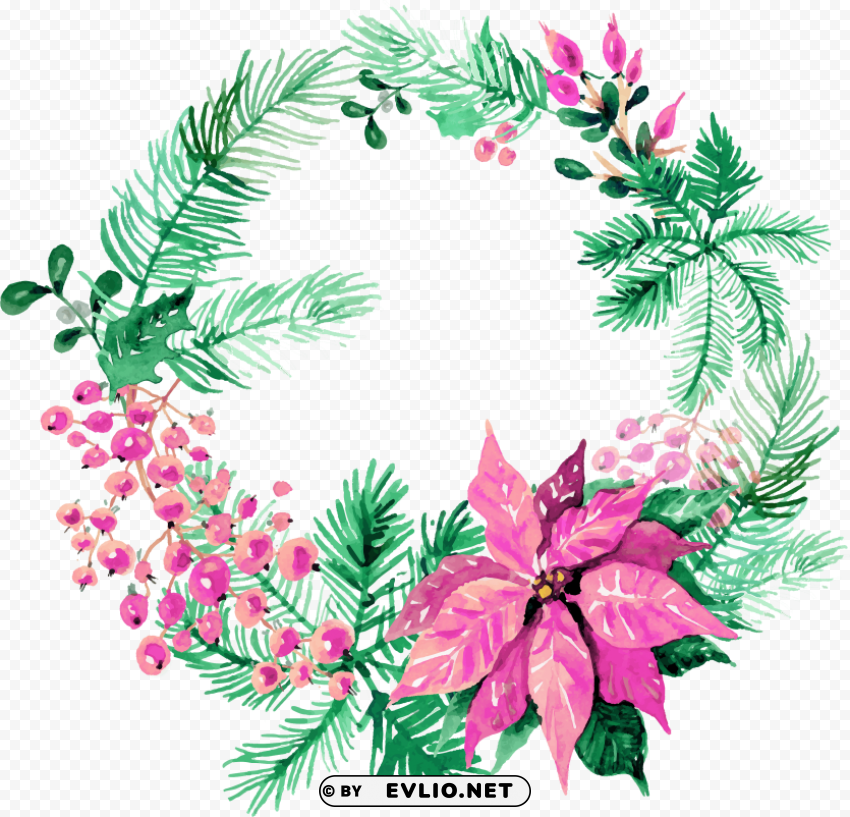 watercolor christmas wreath Images in PNG format with transparency