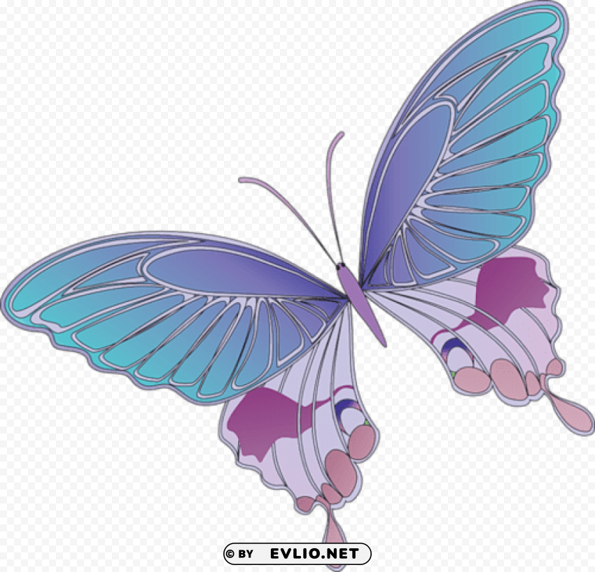 cartoon blue and purple butterfly PNG files with transparent canvas extensive assortment