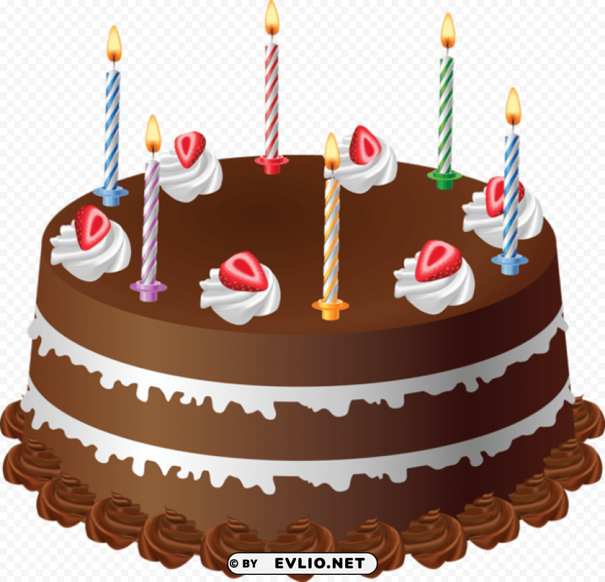 chocolate cake with candles art large picture Clean Background Isolated PNG Image PNG images with transparent backgrounds - Image ID e4ce875a