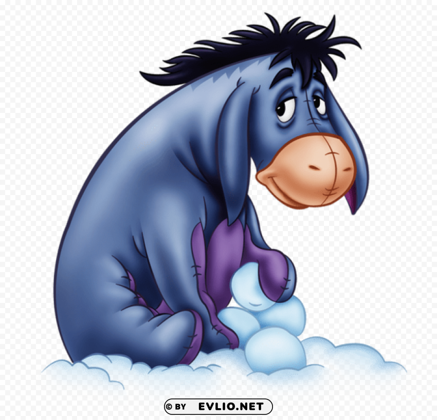 eeyore with snowballscartoon Free download PNG with alpha channel