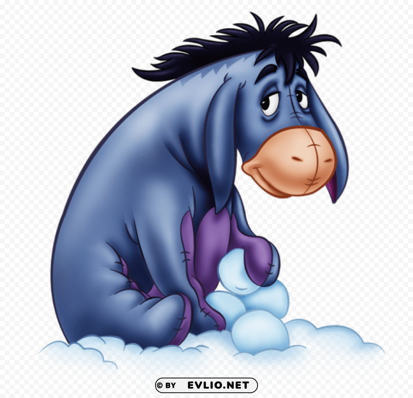 Eeyore With Snowballscartoon Free Download PNG With Alpha Channel