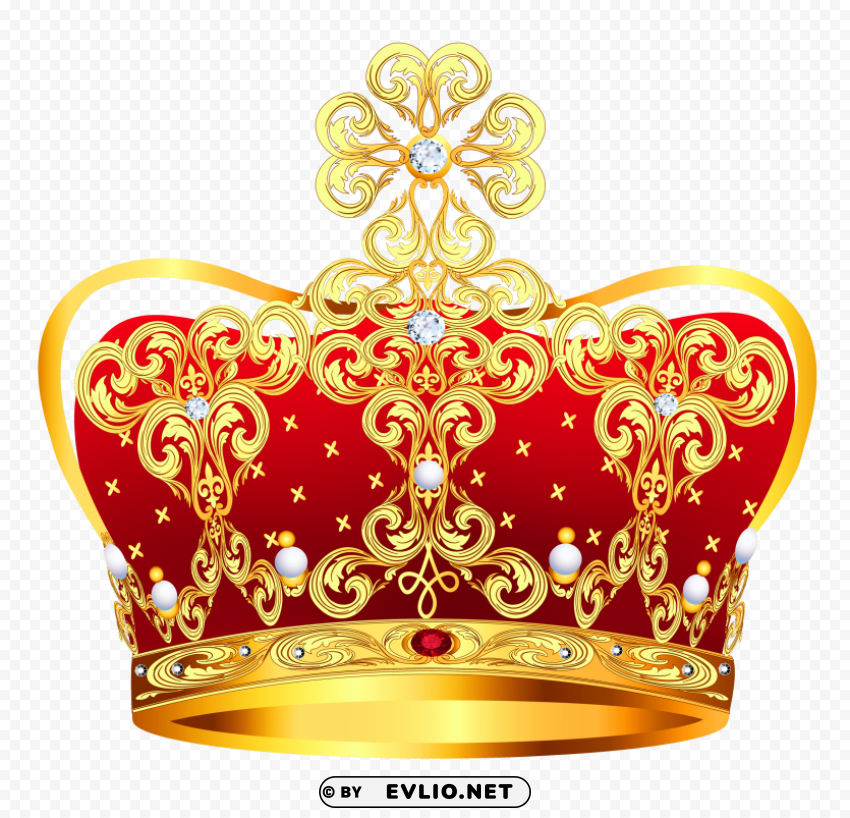 gold & red crown High Resolution PNG Isolated Illustration