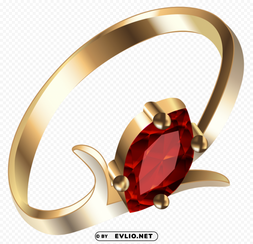 gold ring with red diamonds PNG Isolated Subject with Transparency