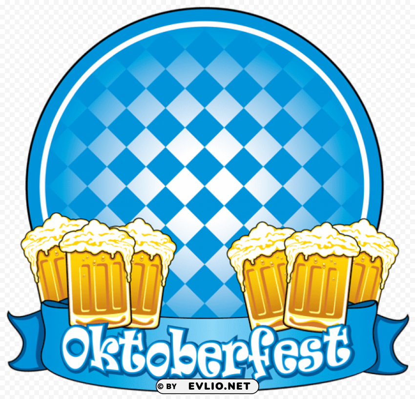 oktoberfest blue decor with beers PNG with Isolated Object