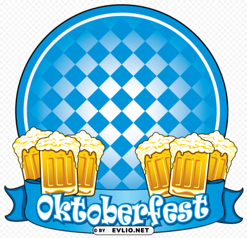 Oktoberfest Blue Decor With Beers PNG With Isolated Object