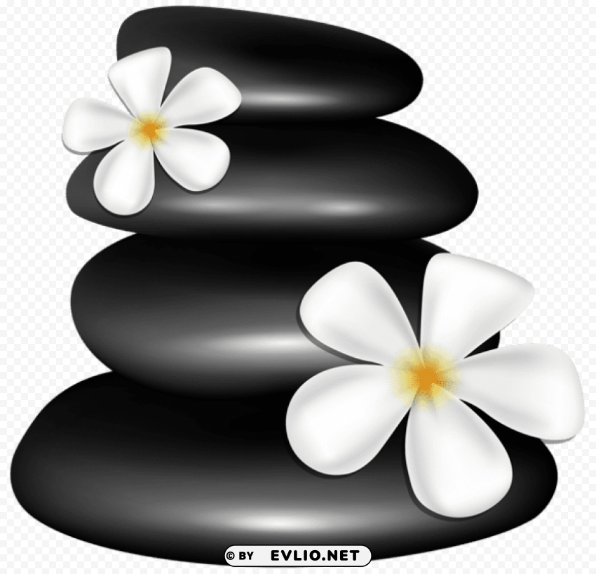 spa stones with white flowers PNG Image Isolated with Clear Background