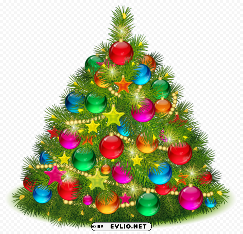 large transparent decorated christmas tree PNG images for banners