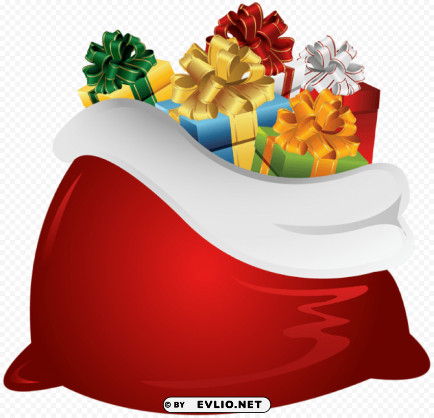santa claus bag PNG with isolated background