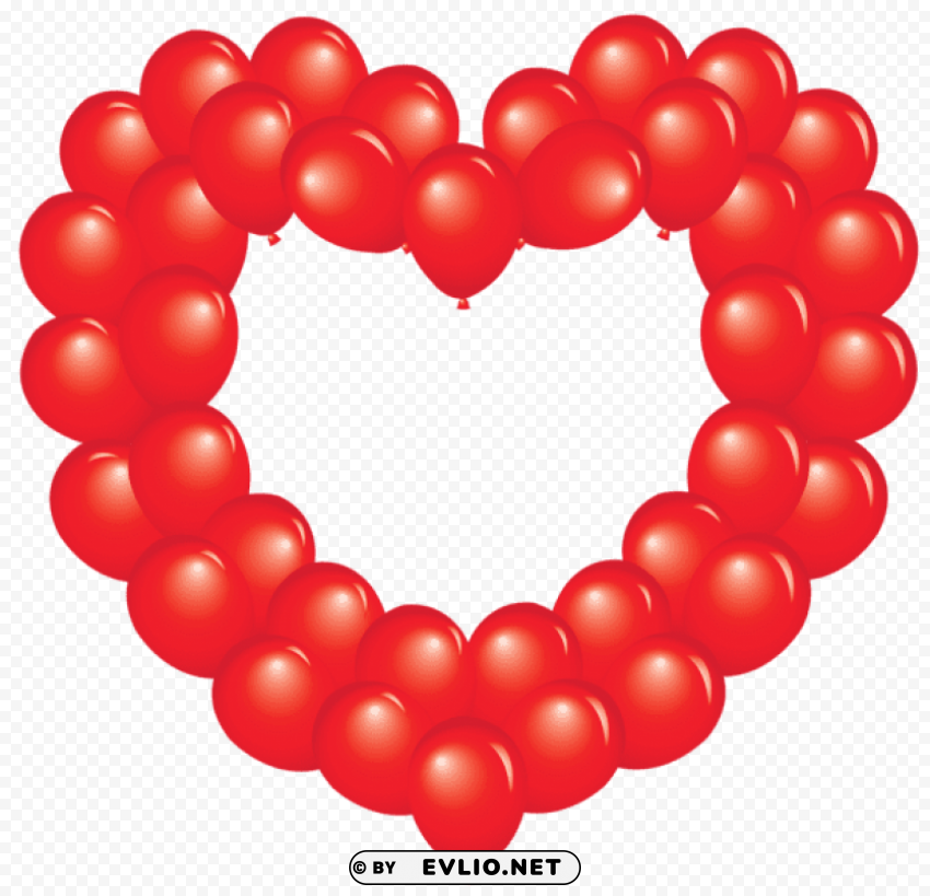 transparent red heart balloon PNG with isolated background