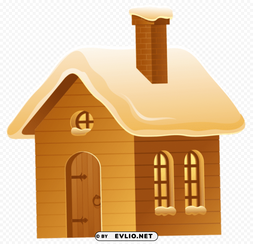 winter brown house HighResolution Isolated PNG Image