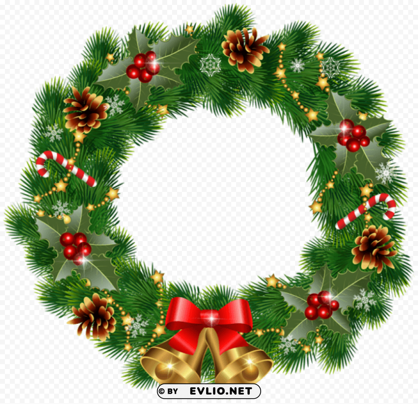 christmas wreath with bells PNG with transparent background for free