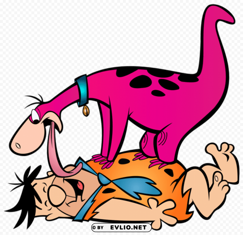 fred flintstone and dino Transparent Background Isolated PNG Character
