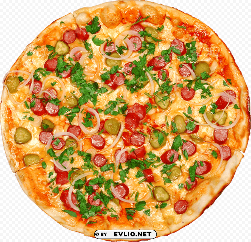 pizza mit käse und wurst und speck PNG images with alpha transparency diverse set