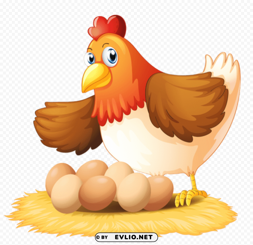 hen with eggs PNG graphics