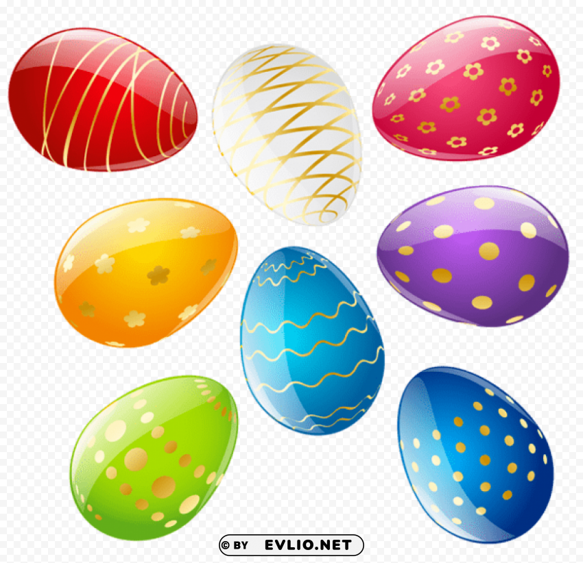 transparent easter deco eggs set PNG files with no background free