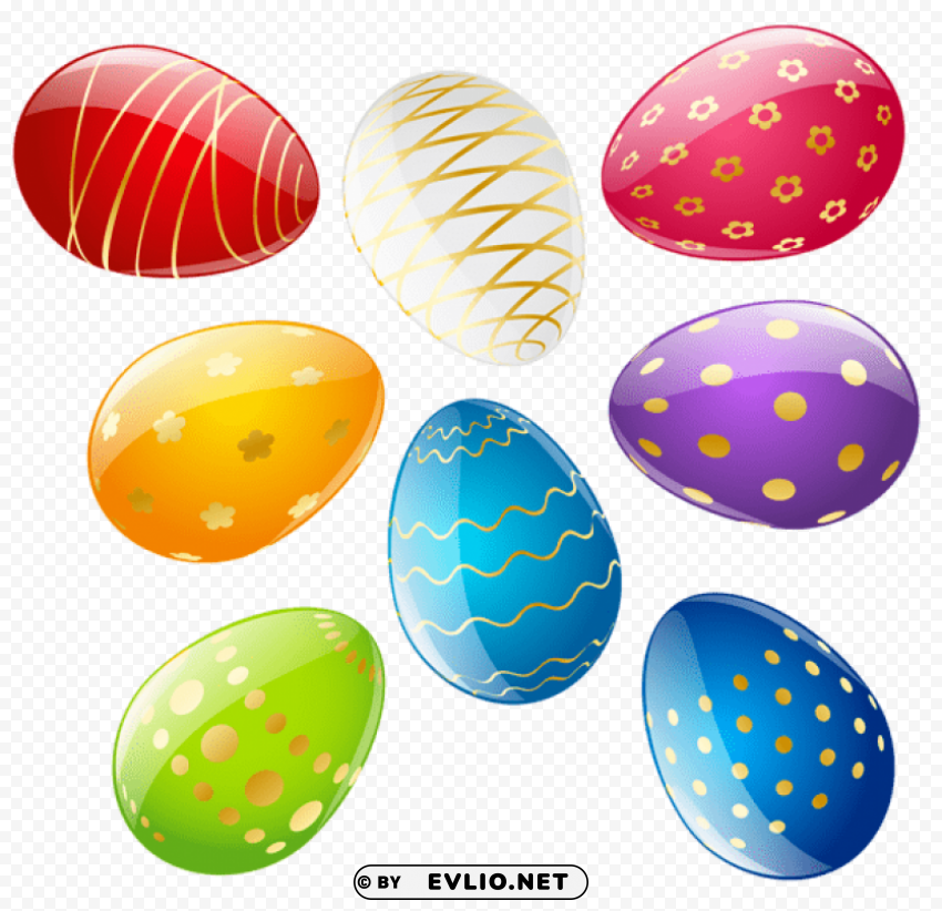 Transparent Easter Deco Eggs Set PNG Files With No Background Free