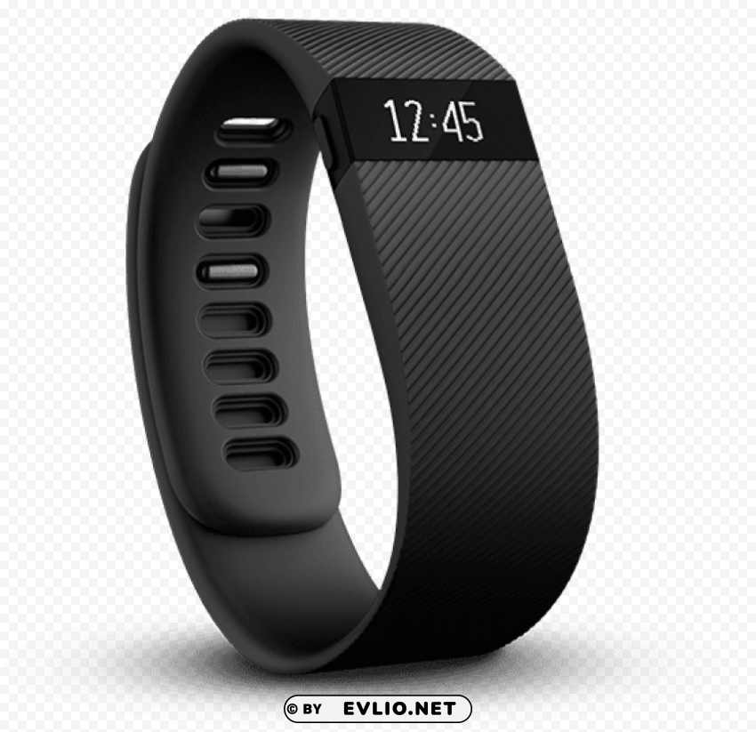 black fitbit PNG graphics with transparent backdrop