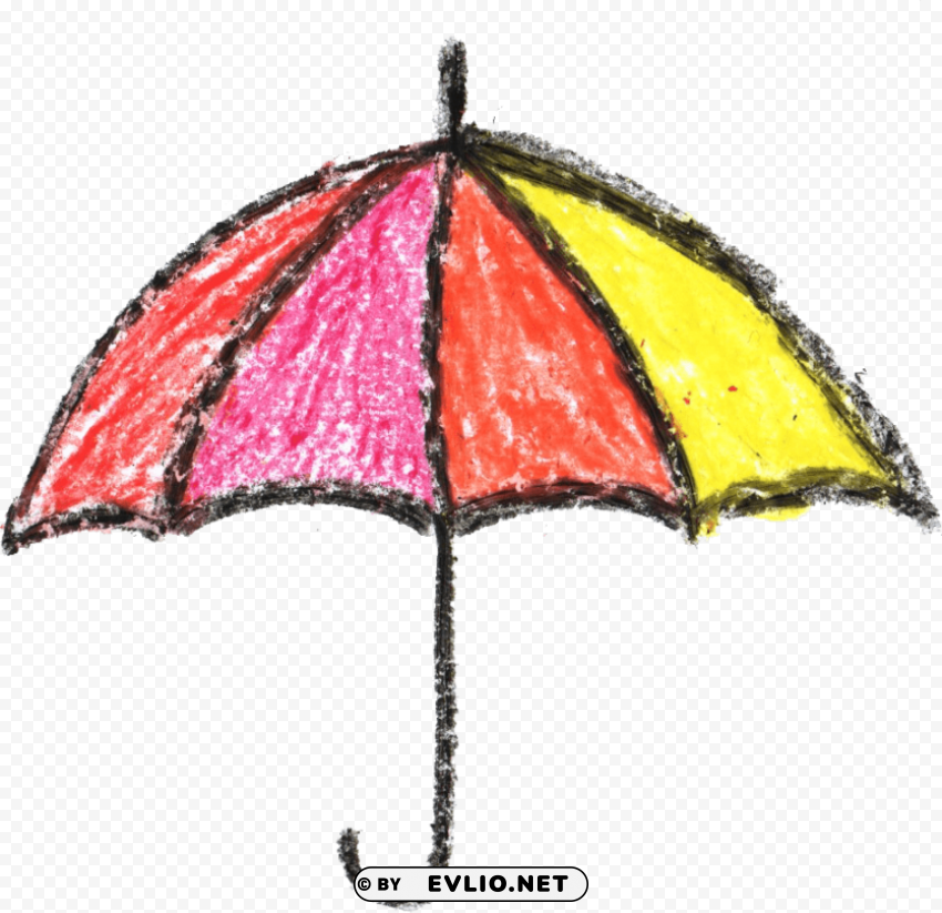 crayon umbrella drawing PNG with Clear Isolation on Transparent Background
