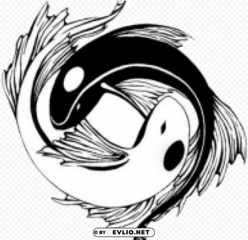 yin and yang fish tattoo Transparent PNG Isolated Design Element
