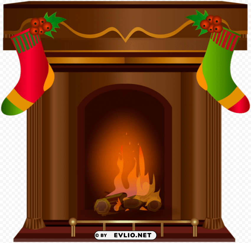 christmas fireplace Transparent PNG Isolated Subject