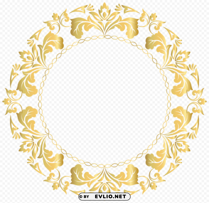 floral gold round border frame PNG Image with Transparent Cutout