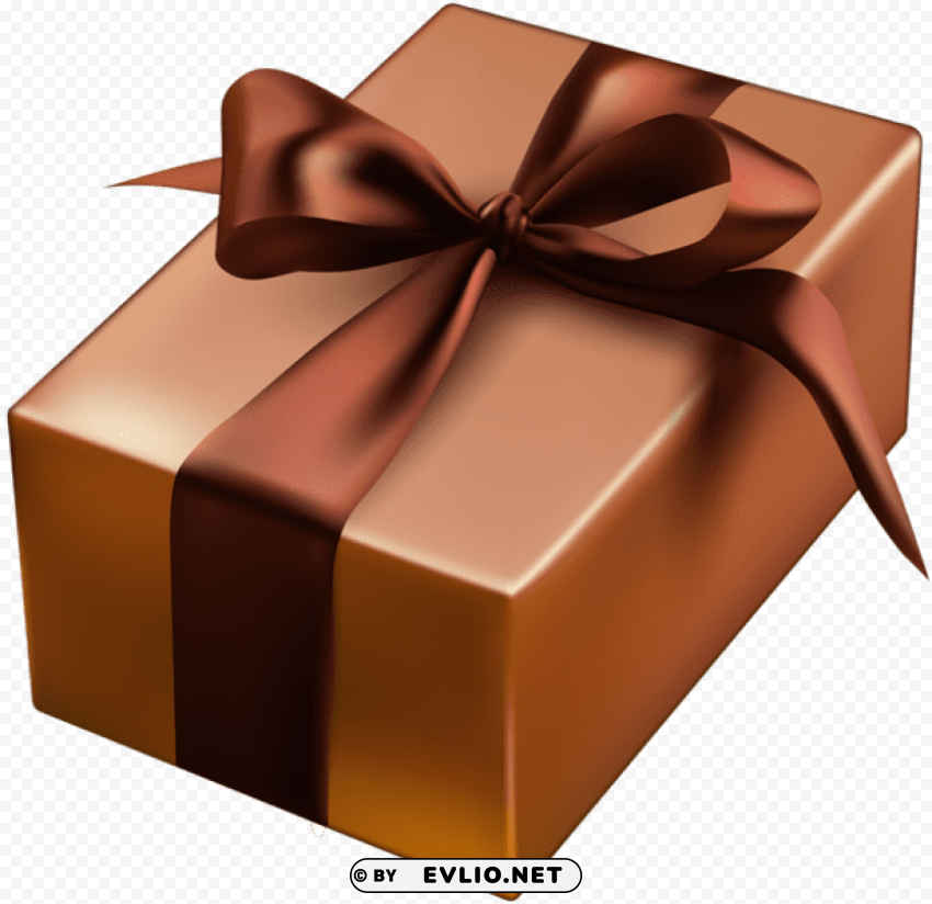 gift box brown Isolated Artwork on Transparent Background PNG