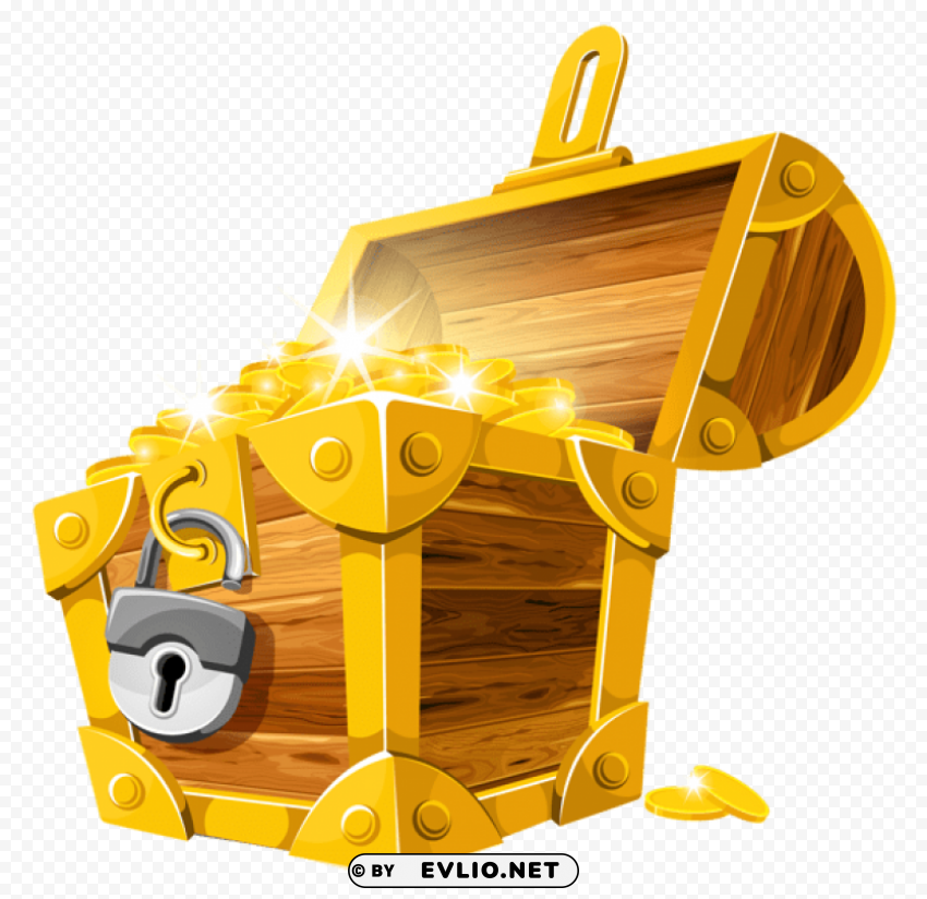 gold coins treasure chestpicture ClearCut Background PNG Isolated Item
